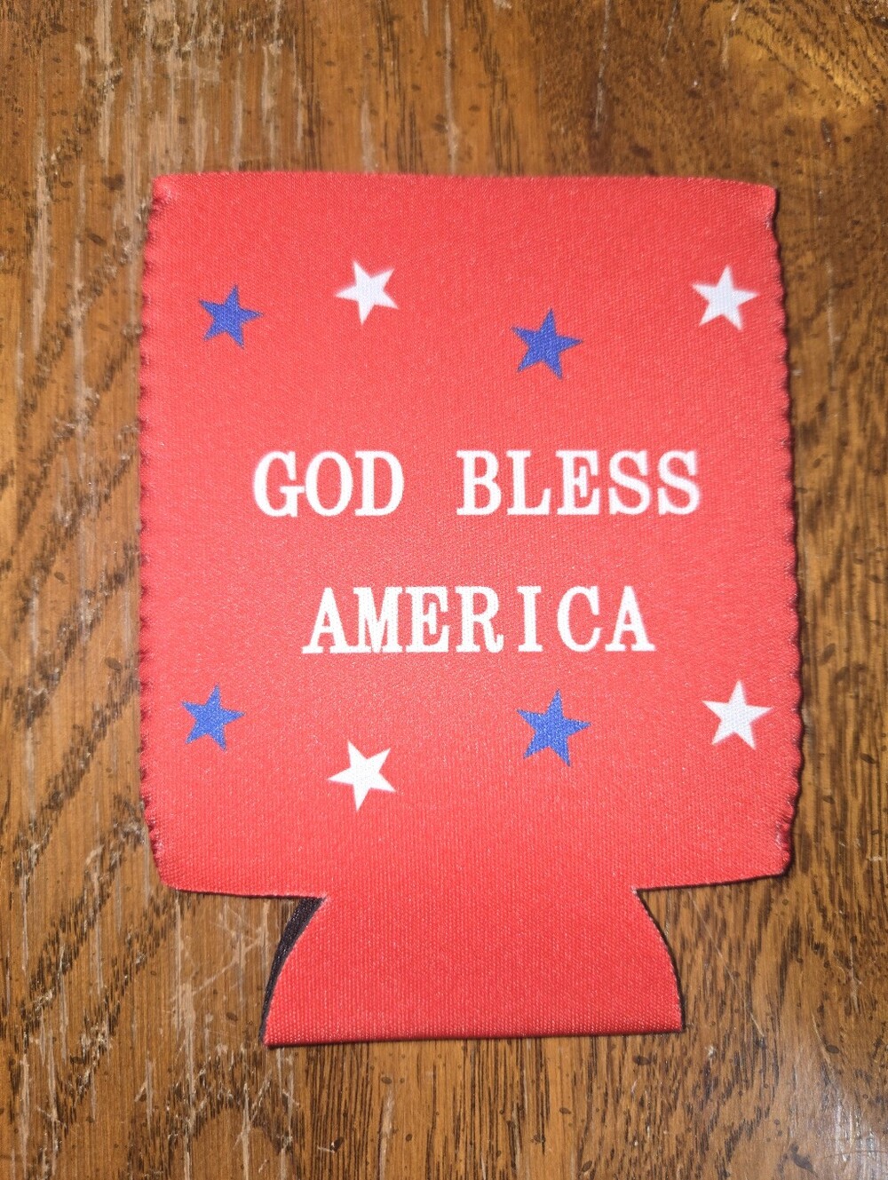Patriotic 'God Bless America' Red Can Cooler